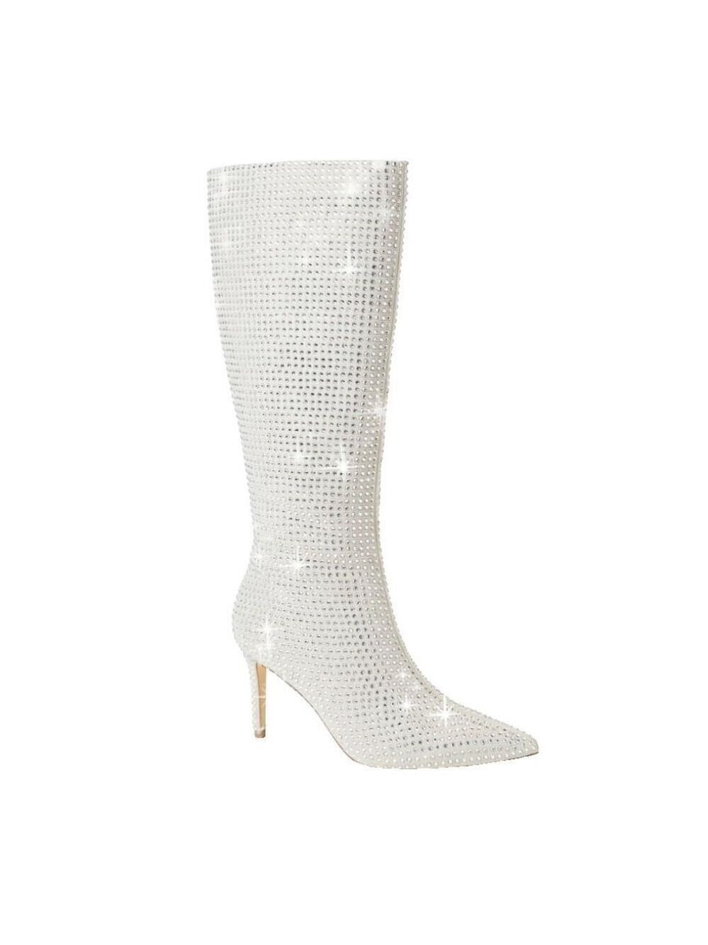 Just Fab Khloy Tall Gray Faux Suede Rhinestone Boot Size 9